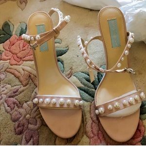 Light Pink Satin Pearl High Heels (NWT)